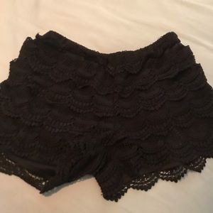 Black boutique lace shorts
